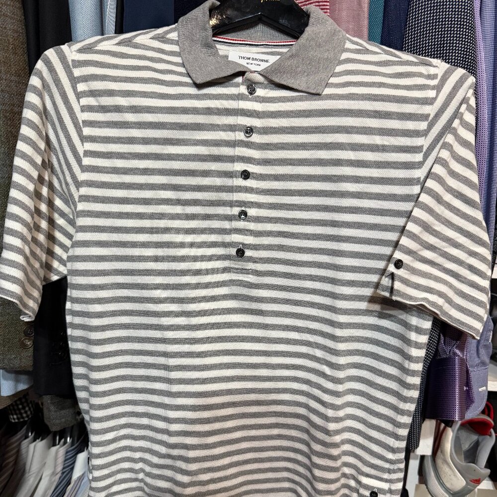 Gorgeous THOM BROWNE Men's Cotton Polo Shirt size 1 small stripes